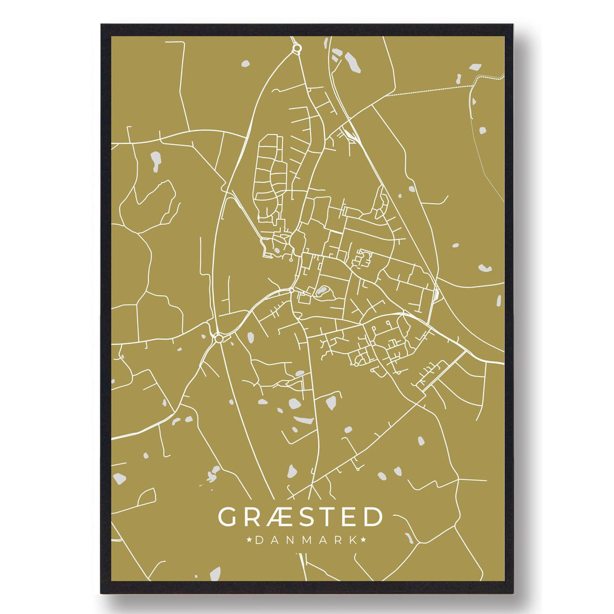 Græsted plakat - gul (Størrelse: L - 50x70cm (B2))