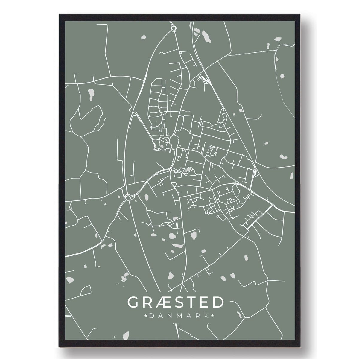 Græsted plakat - grøn (Størrelse: L - 50x70cm (B2))