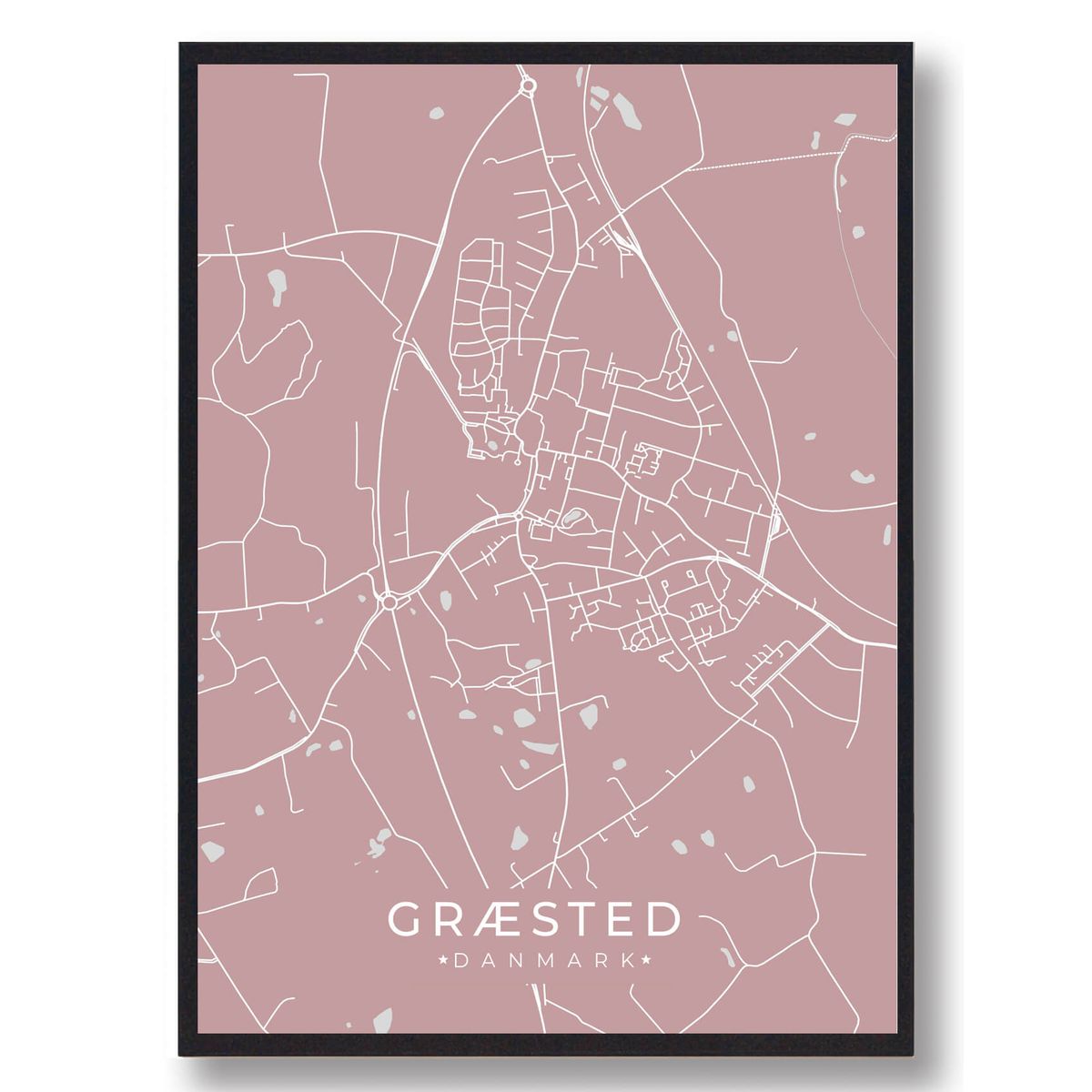 Græsted plakat - rosa (Størrelse: L - 50x70cm (B2))