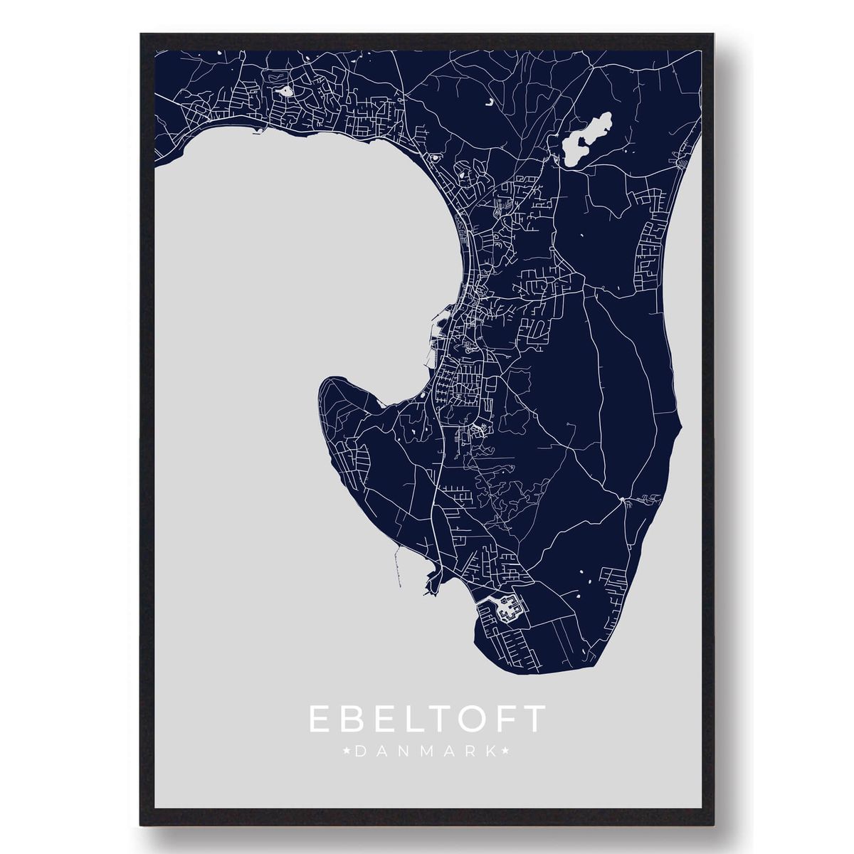 Ebeltoft plakat - mørkeblå (Størrelse: L - 50x70cm (B2))