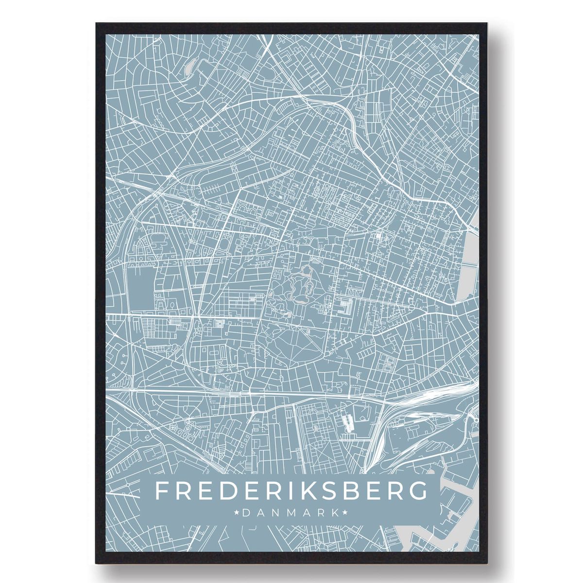 Frederiksberg byplakat - lyseblå (Størrelse: L - 50x70cm (B2))