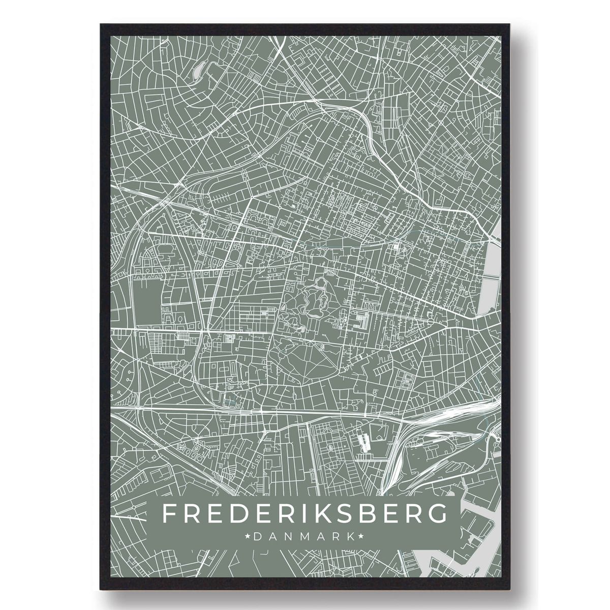 Frederiksberg byplakat - grøn (Størrelse: L - 50x70cm (B2))