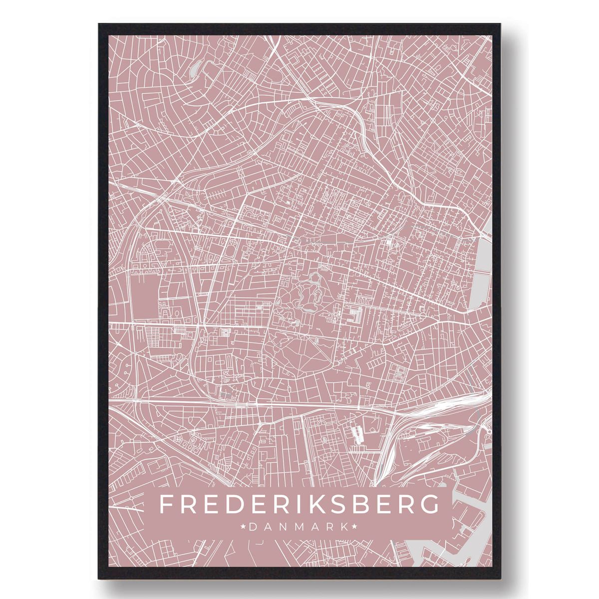 Frederiksberg byplakat - lyserød (Størrelse: L - 50x70cm (B2))