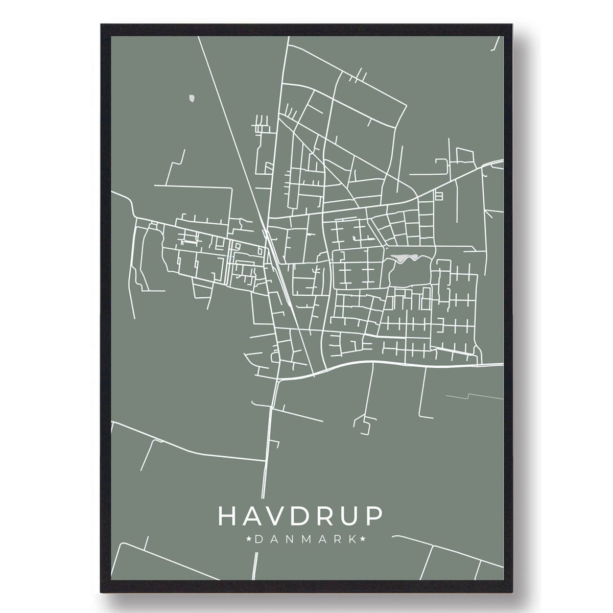 Havdrup plakat - grøn (Størrelse: L - 50x70cm (B2))