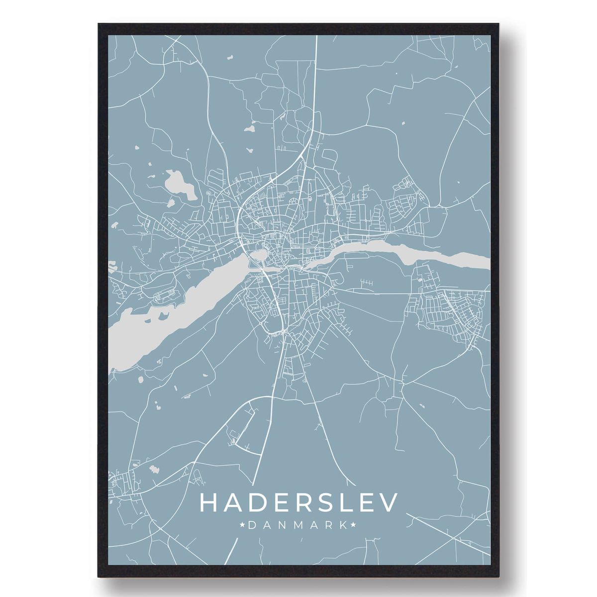 Haderslev plakat - lyseblå (Størrelse: L - 50x70cm (B2))