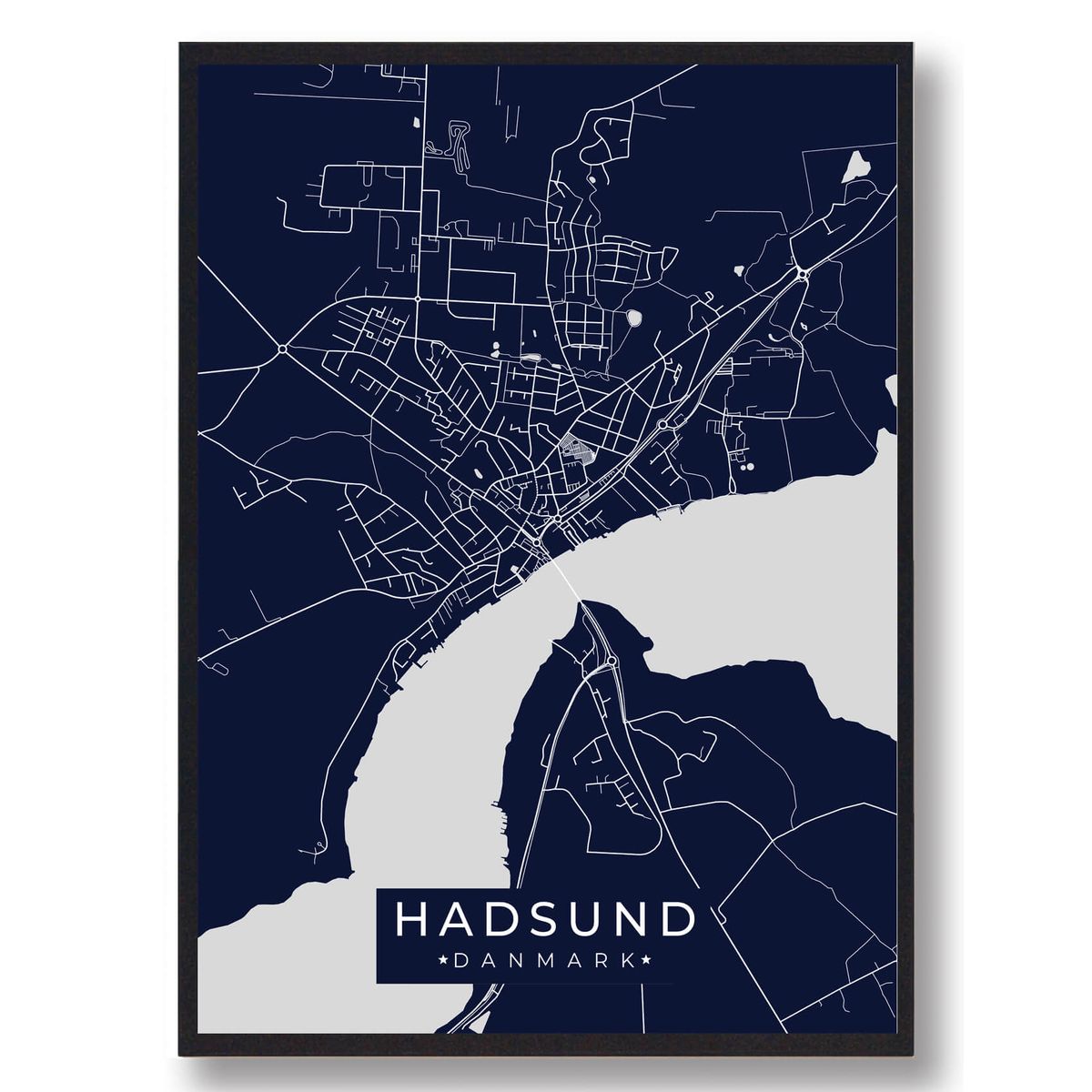 Hadsund plakat - mørkeblå (Størrelse: L - 50x70cm (B2))