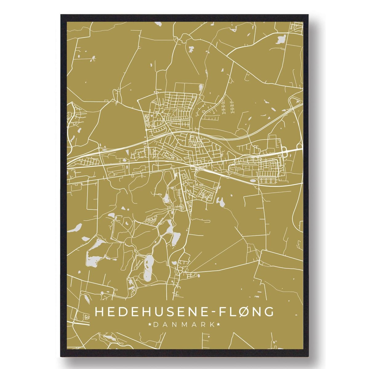 Hedehusene-Fløng plakat - gul (Størrelse: L - 50x70cm (B2))