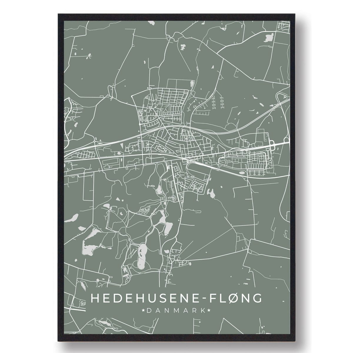 Hedehusene-Fløng plakat - grøn (Størrelse: L - 50x70cm (B2))