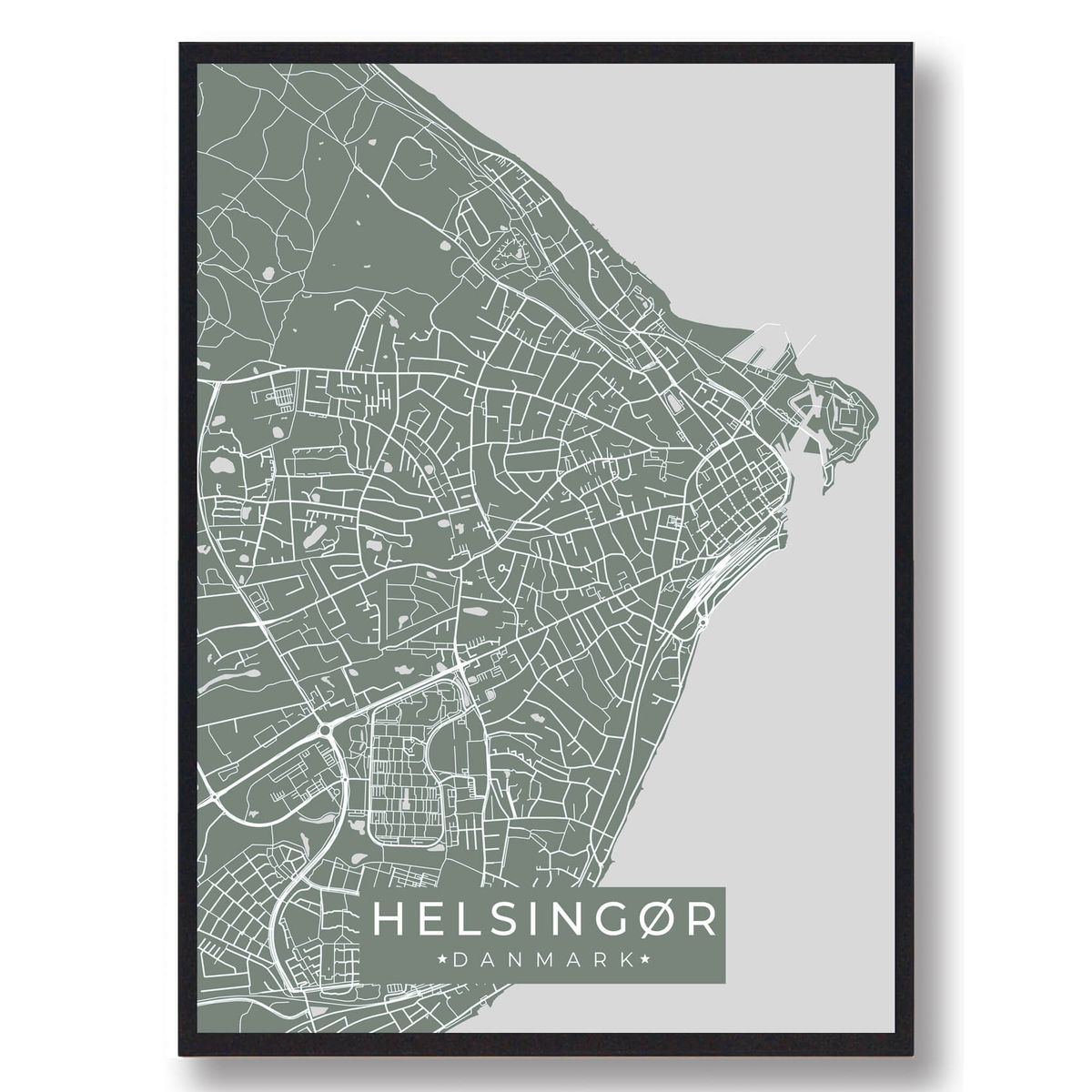 Helsingør plakat - grøn (Størrelse: L - 50x70cm (B2))