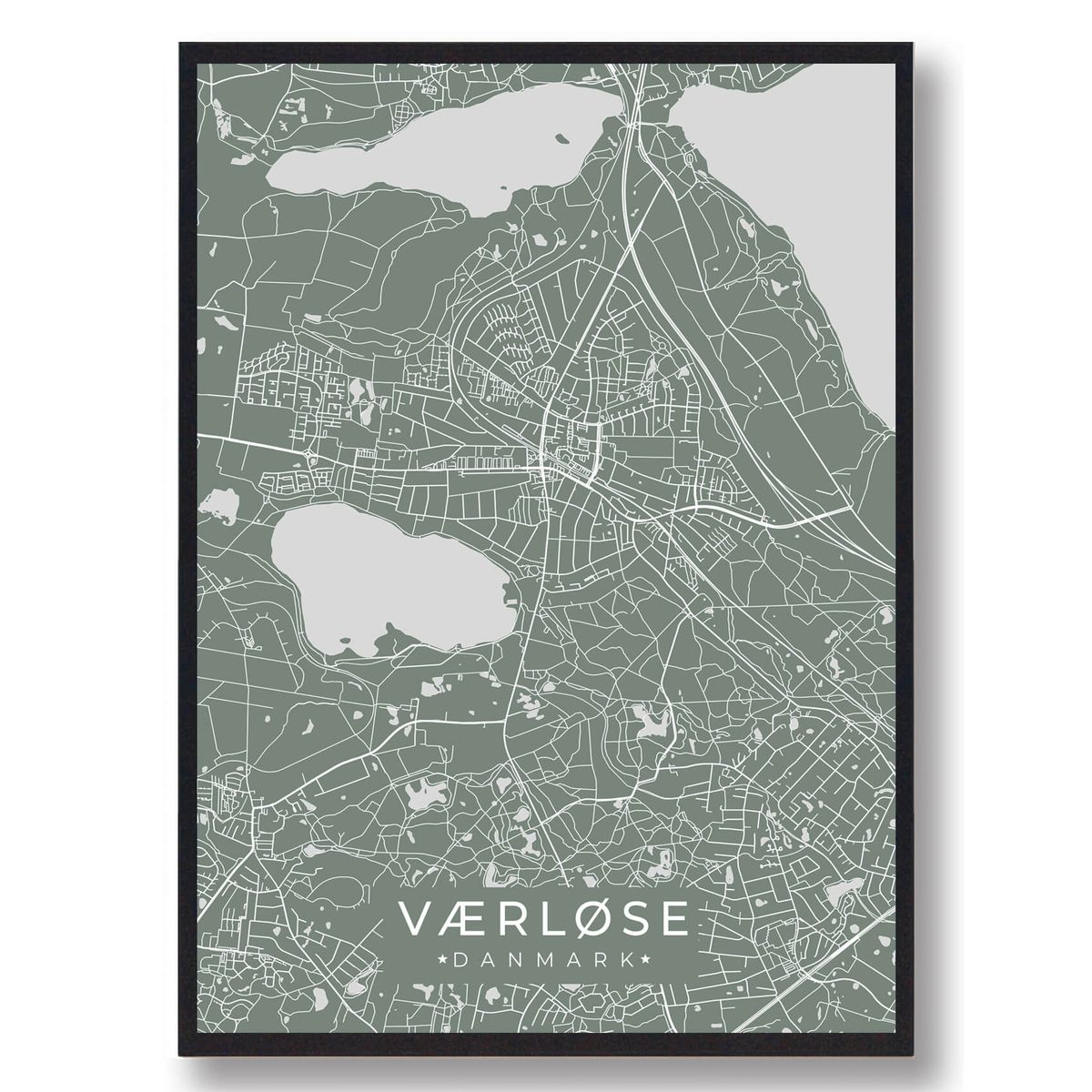 Værløse plakat - grøn (Størrelse: L - 50x70cm (B2))