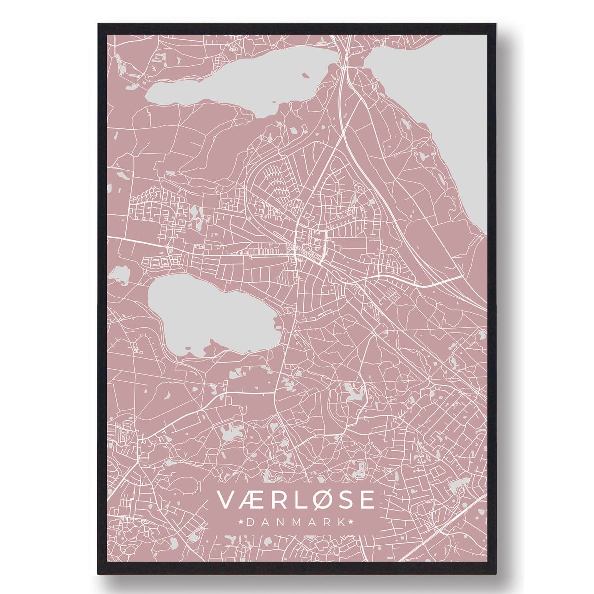 Værløse plakat - rosa (Størrelse: L - 50x70cm (B2))