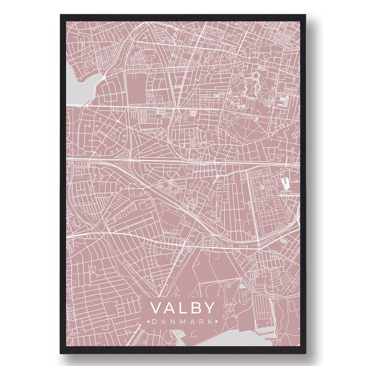 Valby plakat - rosa (Størrelse: L - 50x70cm (B2))