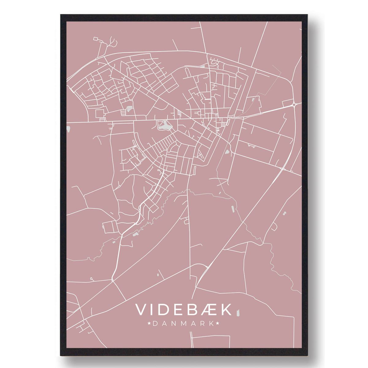 Videbæk plakat - rosa (Størrelse: L - 50x70cm (B2))