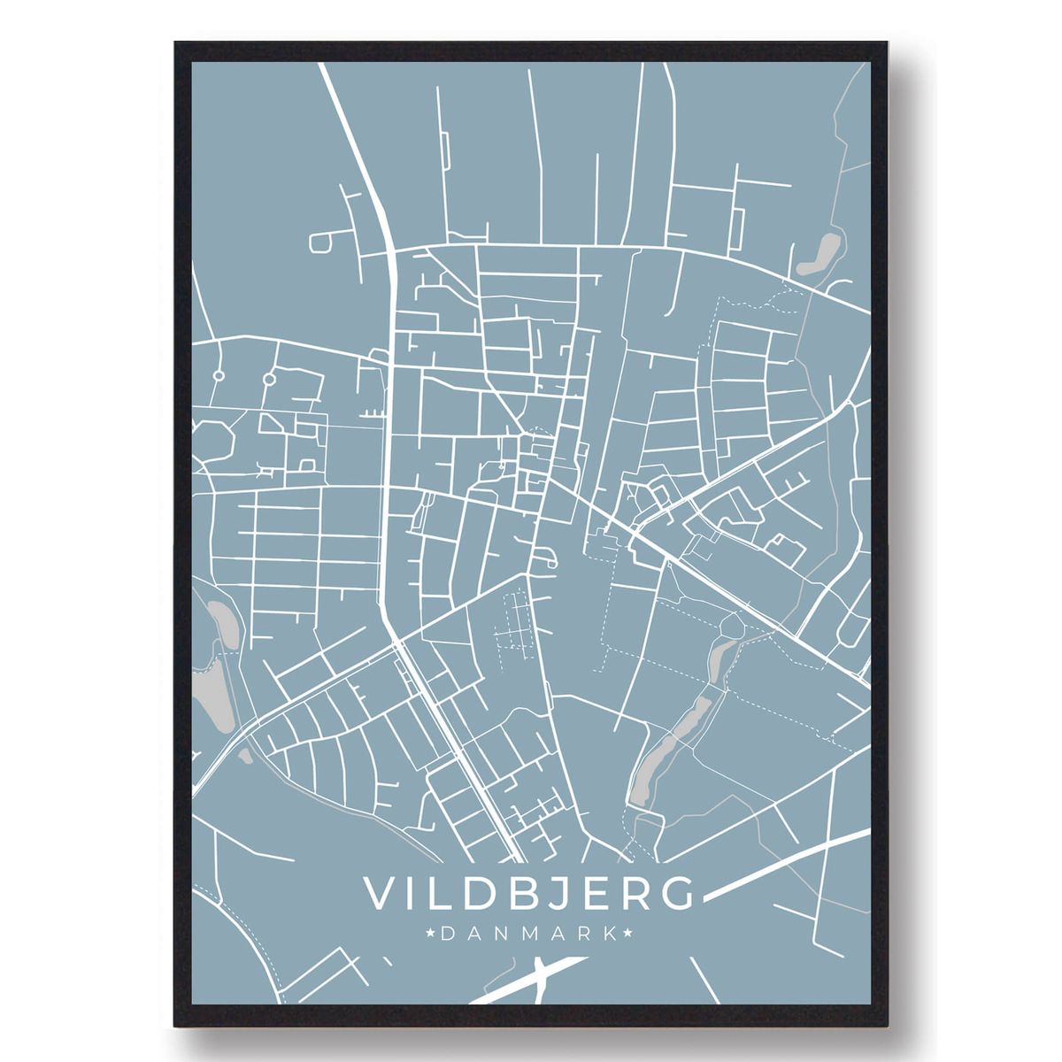 Vildbjerg plakat - lyseblå (Størrelse: L - 50x70cm (B2))