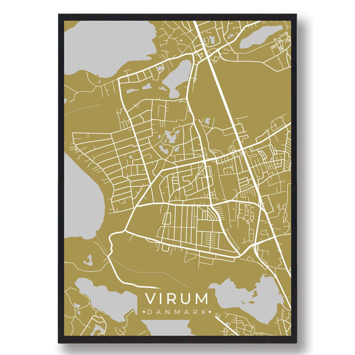 Virum byplakat - gul (Størrelse: L - 50x70cm (B2))