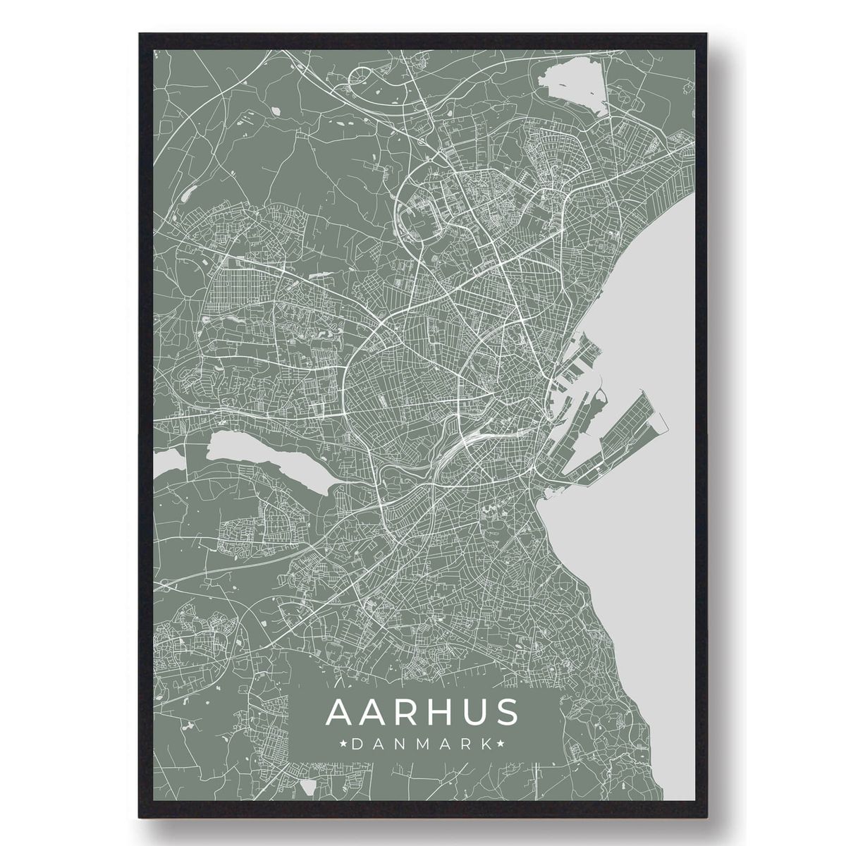 Aarhus plakat - grøn (Størrelse: L - 50x70cm (B2))