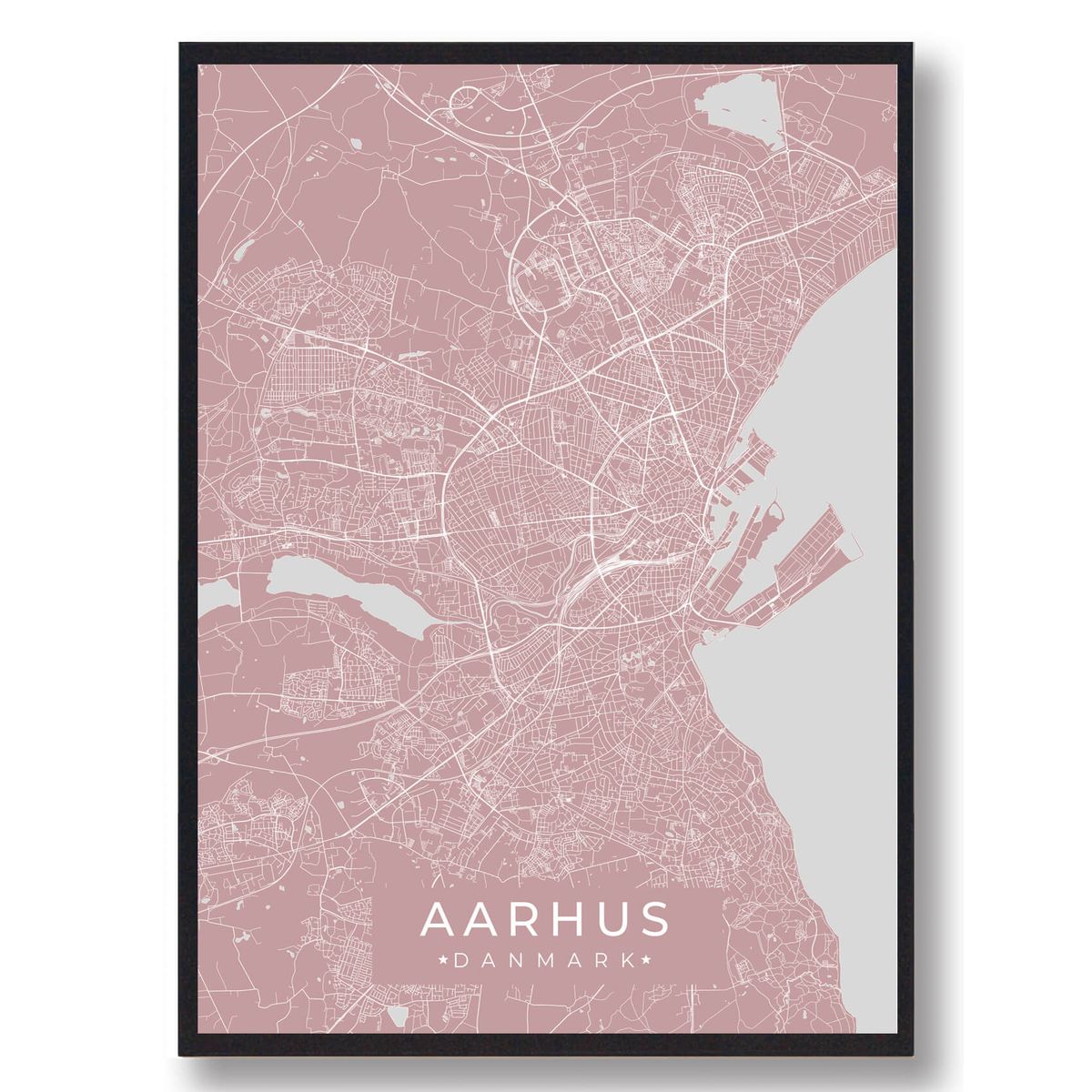 Aarhus plakat - lyserød (Størrelse: L - 50x70cm (B2))