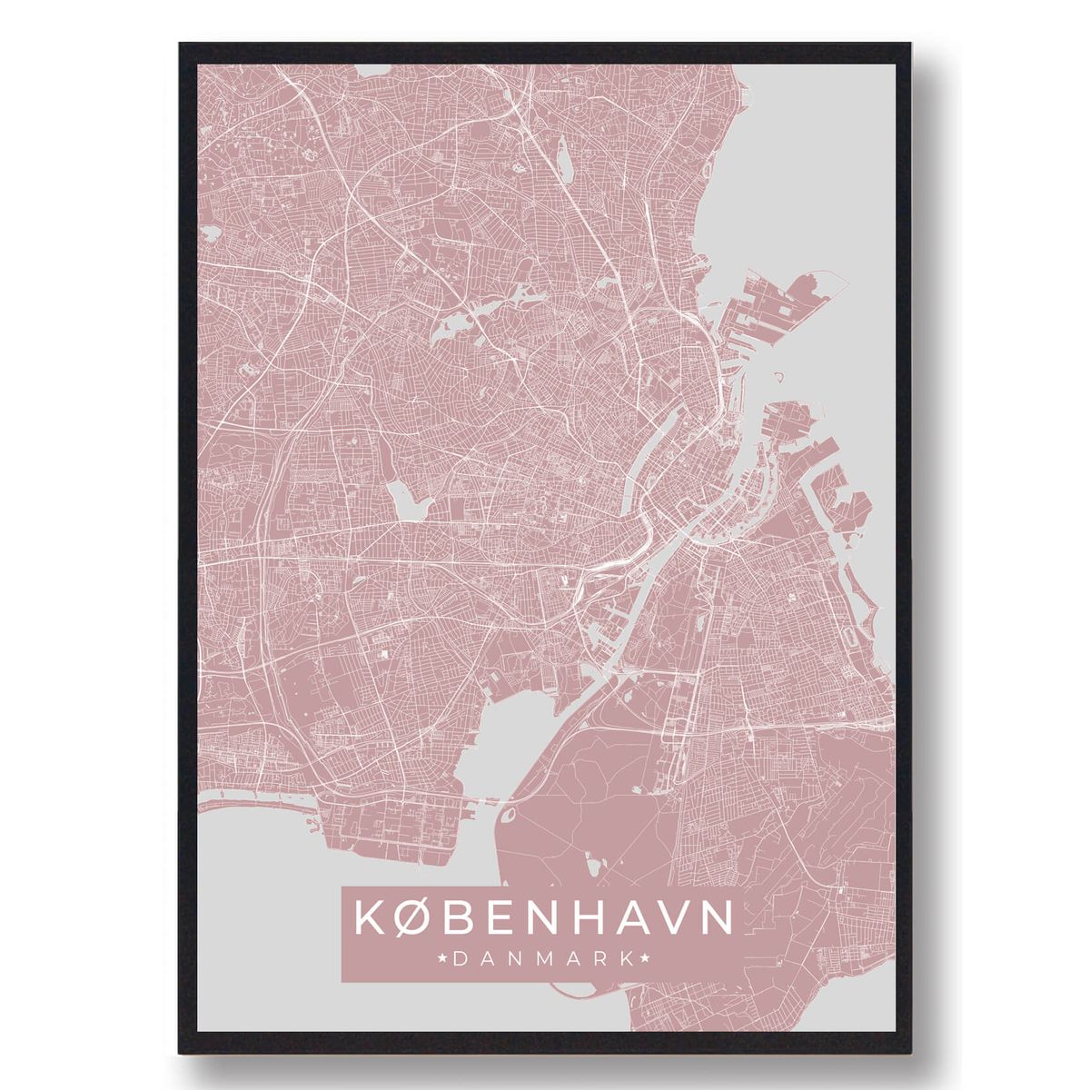 København plakat - lyserød (Størrelse: L - 50x70cm (B2))