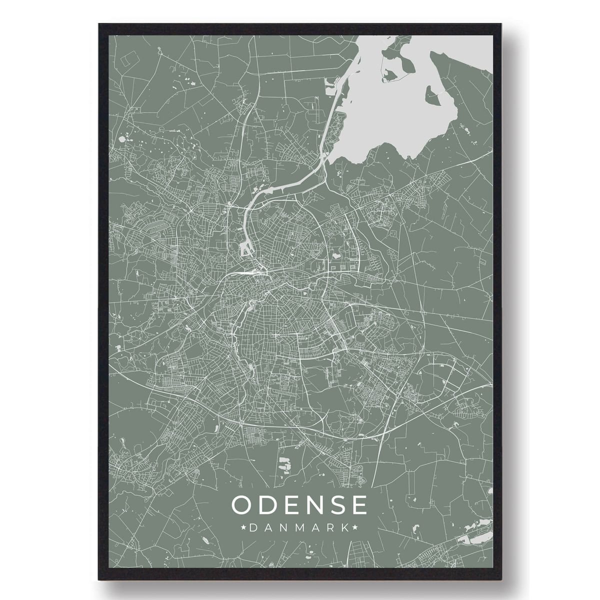 Odense plakat - grøn (Størrelse: L - 50x70cm (B2))