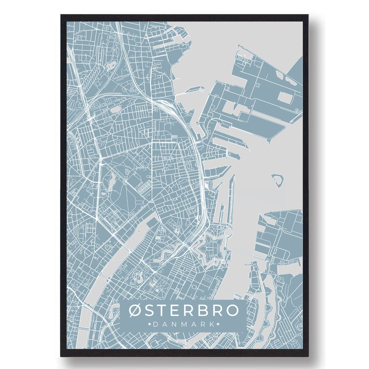 Østerbro plakat - lyseblå (Størrelse: L - 50x70cm (B2))