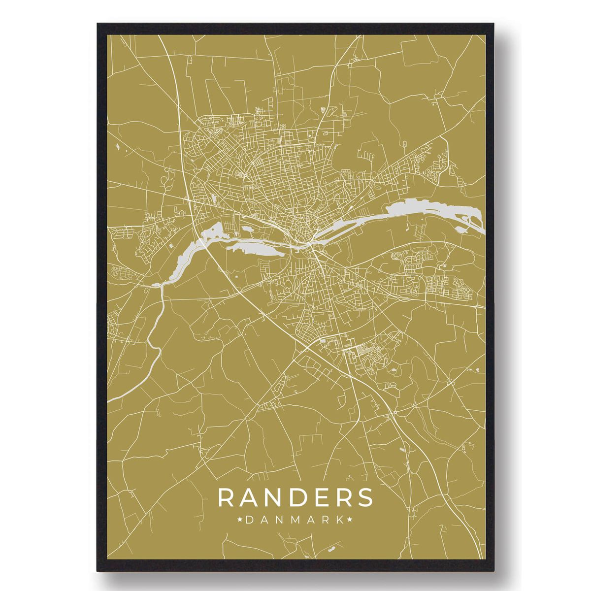 Randers plakat - gul (Størrelse: L - 50x70cm (B2))