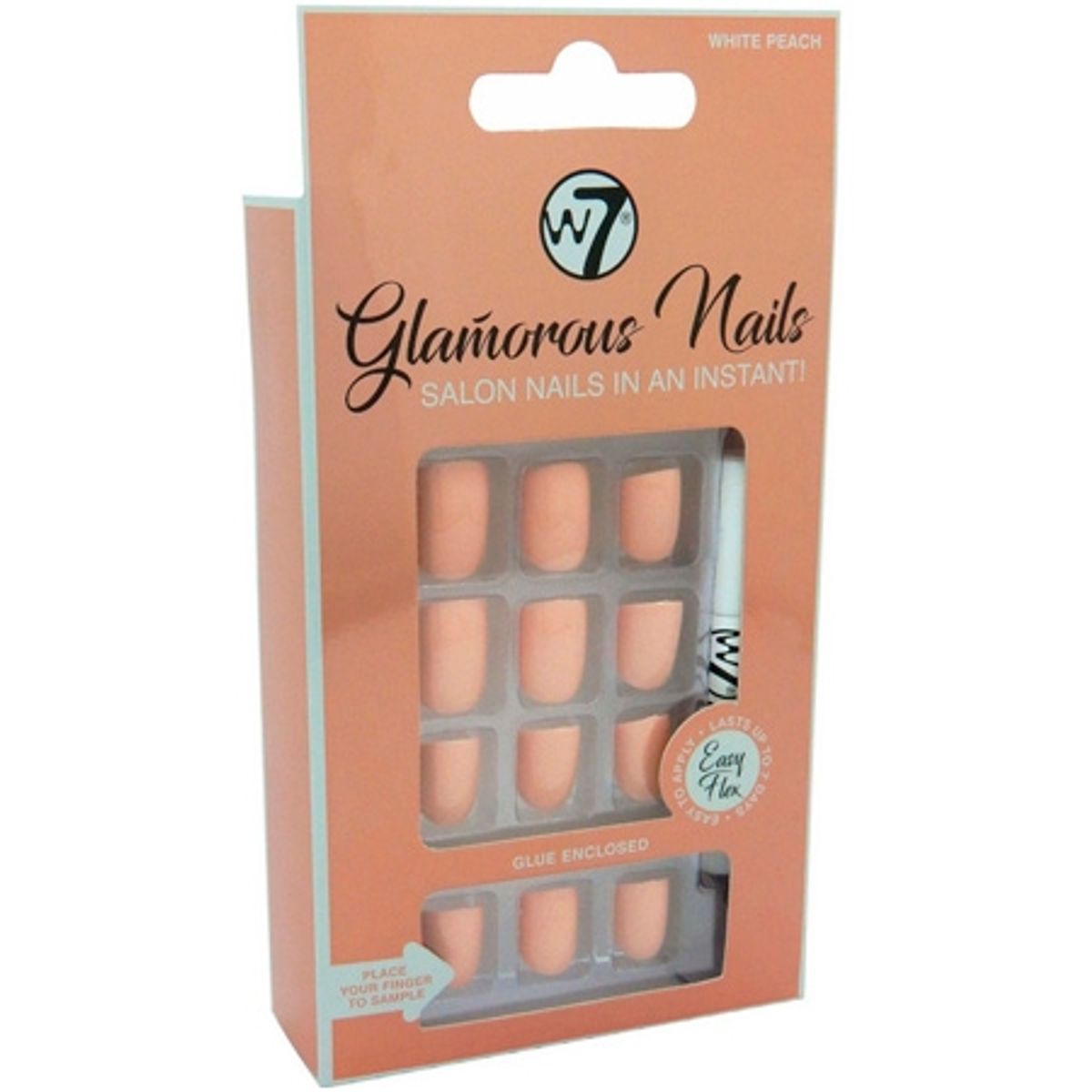 W7 Glamorous Nails White Peach - 24 stk