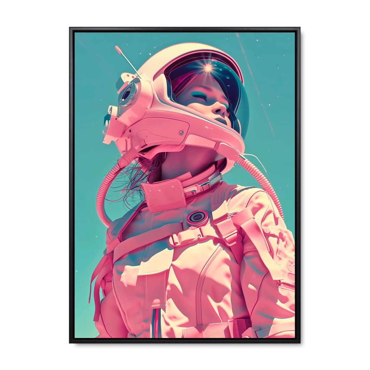 Space Chick - 100x140 cm. - Sort ramme