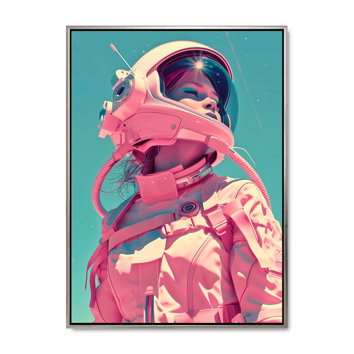 Space Chick - 100x140 cm. - Sølv ramme