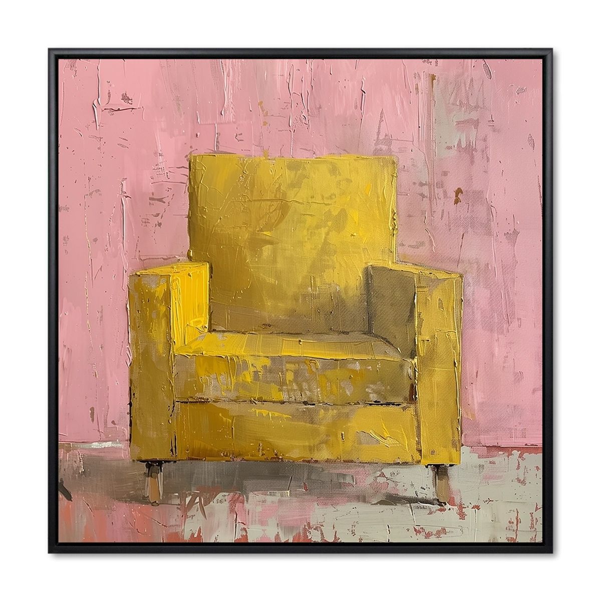 Yellow Elegance - 100x100 cm. - Sort ramme