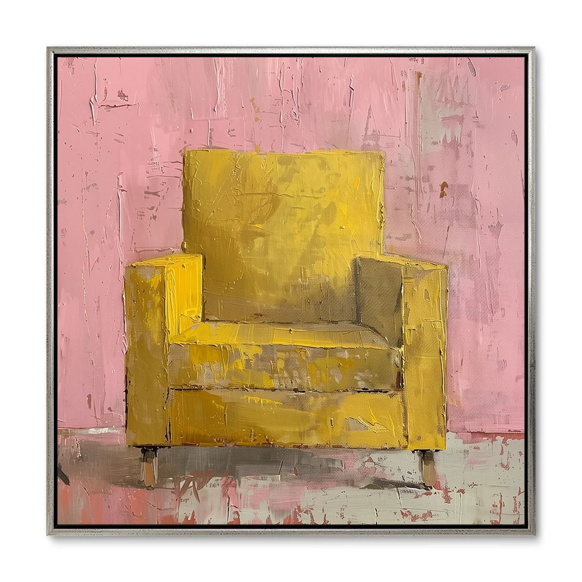 Yellow Elegance - 120x120 cm. - Sølv ramme