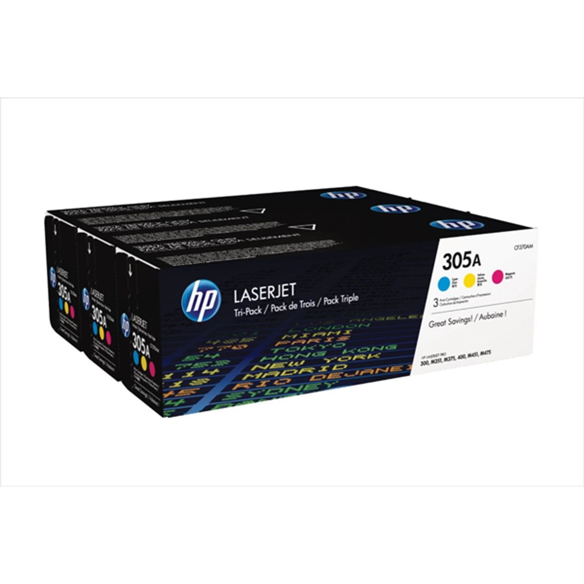 3-Pak lasertoner - HP 305A - 3x2.600 sider