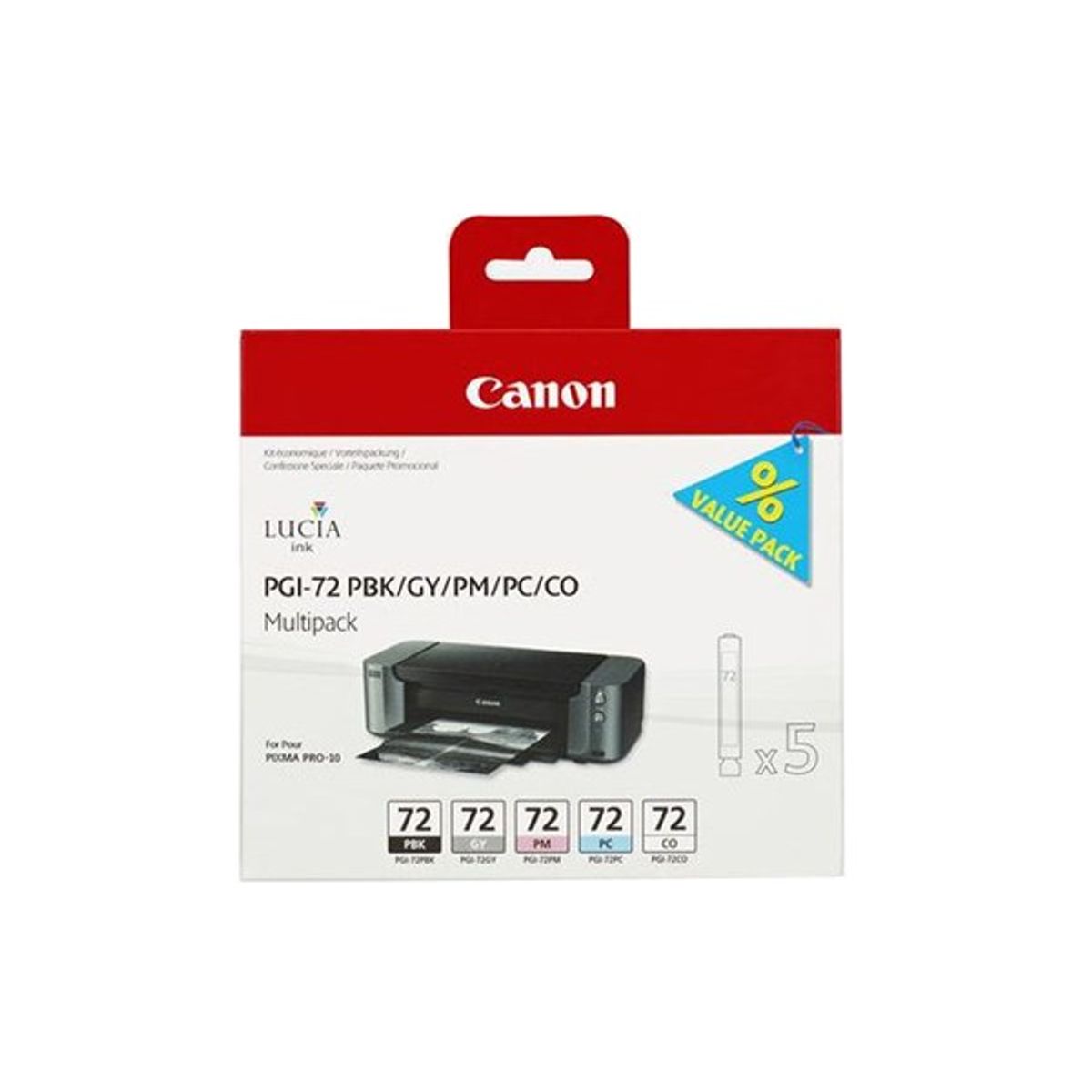 5-Pak PBK/GY/PM/PC/CO patroner - Canon nr.72 - 5x14 ml