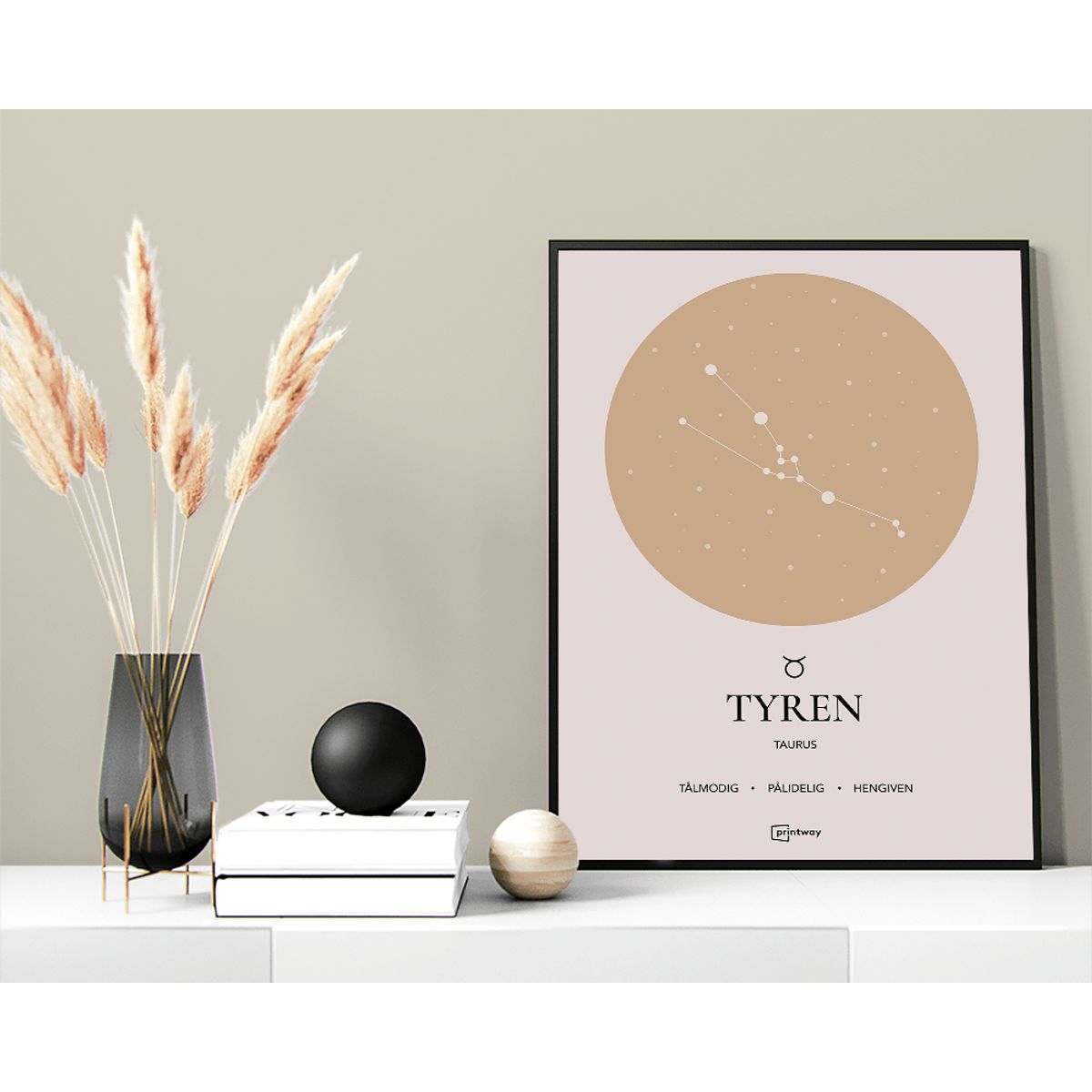 Tyren Stjernetegn Plakat Guld 42×60 cm (A2)