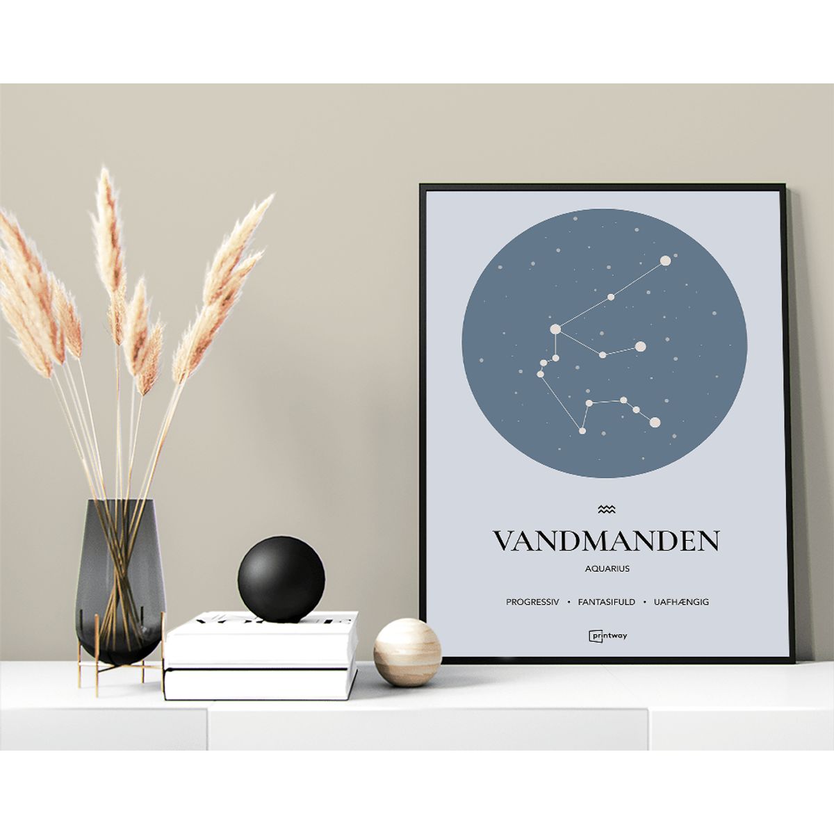 Vandmanden Stjernetegn Plakat Havblå 50×70 cm (B2)