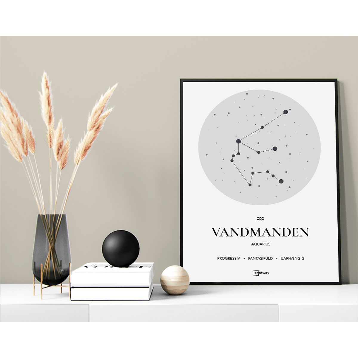 Vandmanden Stjernetegn Plakat Hvid 60×84 cm (A1)