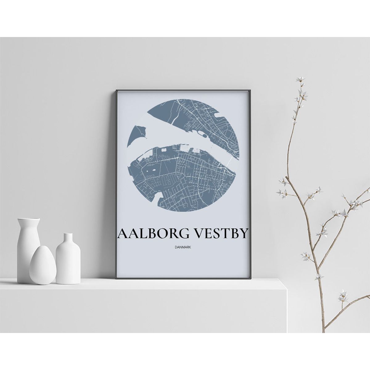 Aalborg Vestby Plakaten Rundt kort Havblå 42×60 cm (A2)