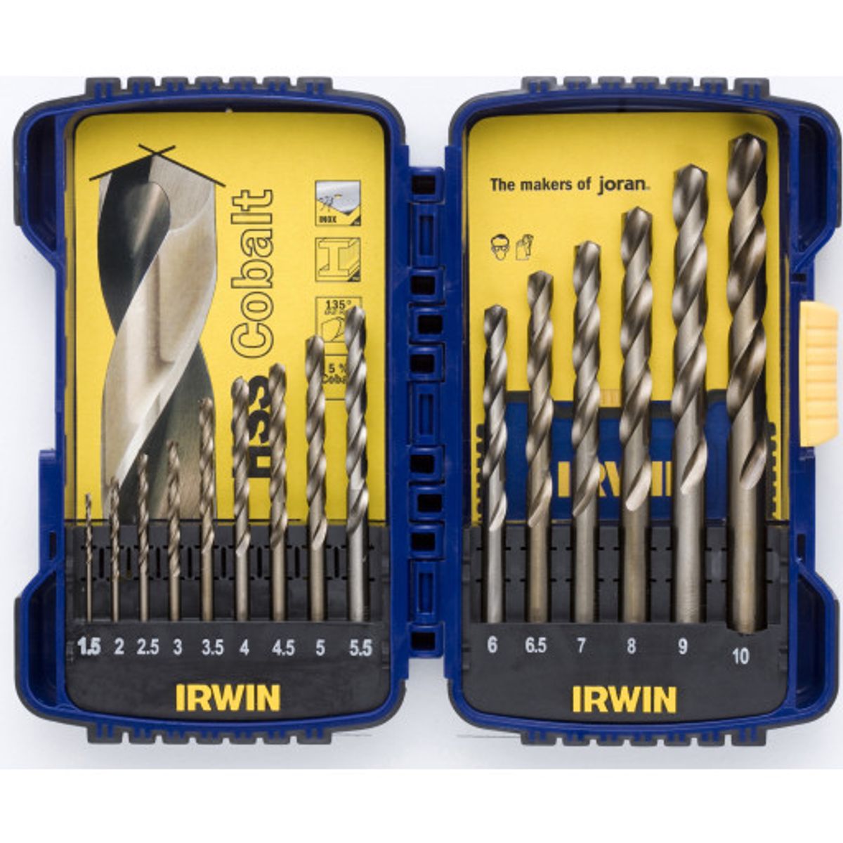 Irwin HSS Cobalt Borsæt 1-10 mm - 15 dele - til rustfri stål