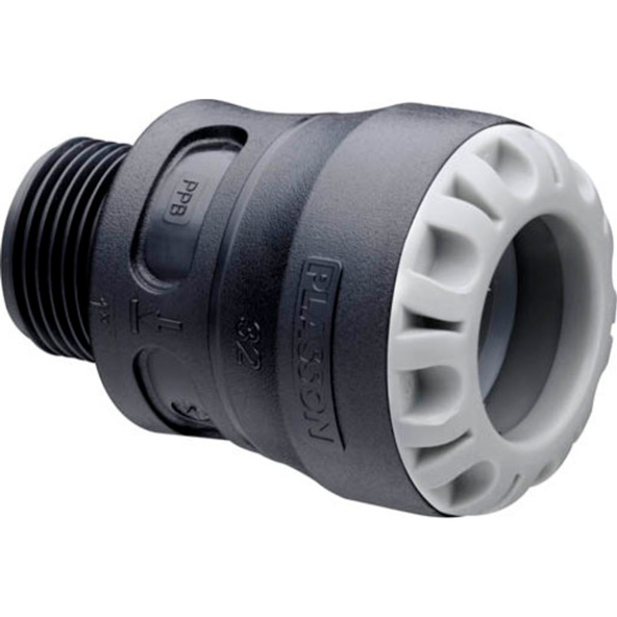 Plasson 63 mm x 1.1/2" overgang med nippel, PP, PN16