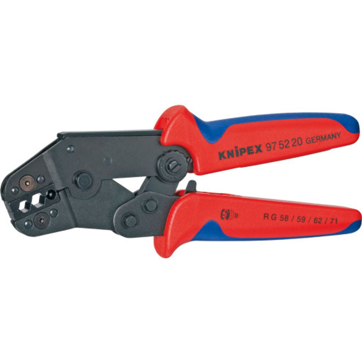 KNIPEX crimptang, kort form, 195 mm, KOASIAL BNC TNC stik