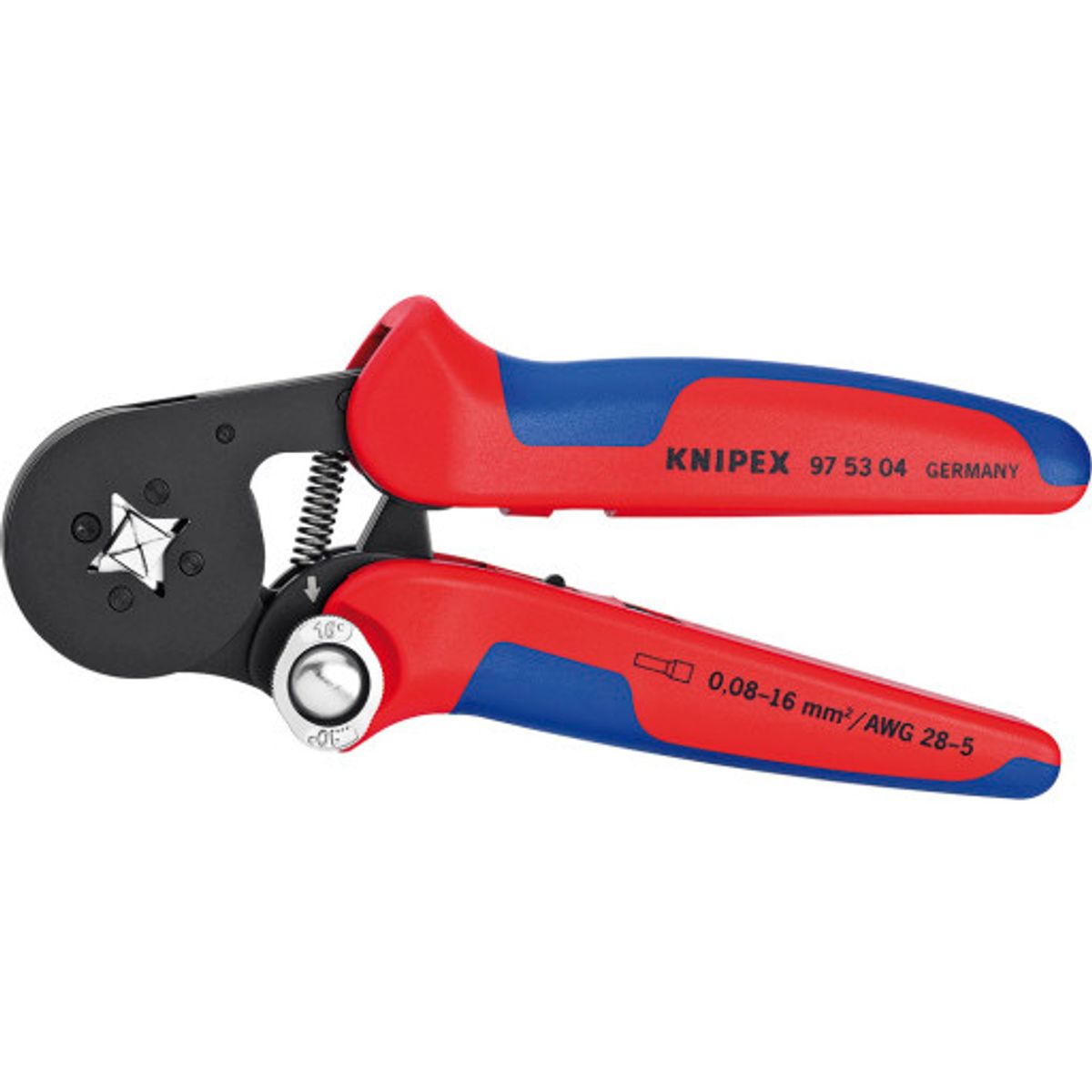 Knipex crimptang til kabeltyller med indføring fra siden, 180 mm