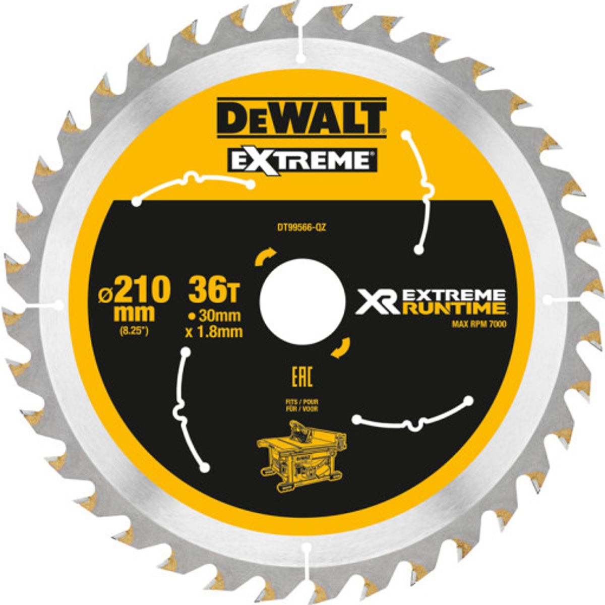 Dewalt rundsavsklinge Ø210/30 - 36tands