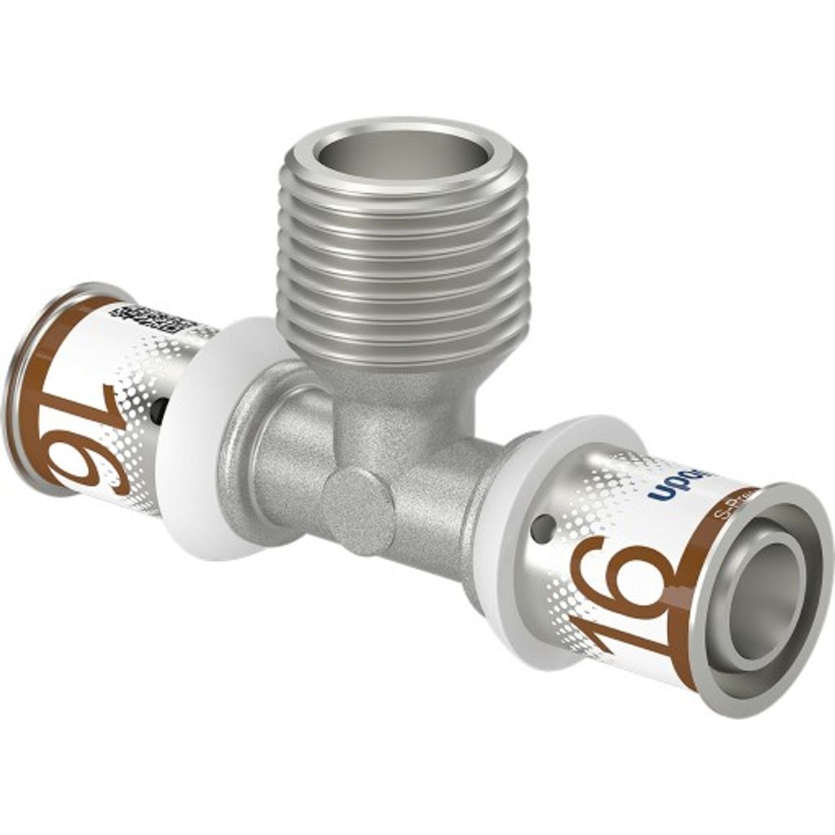 Uponor S-Press tee reduceret m/nippel 16-R1/2"MT-16