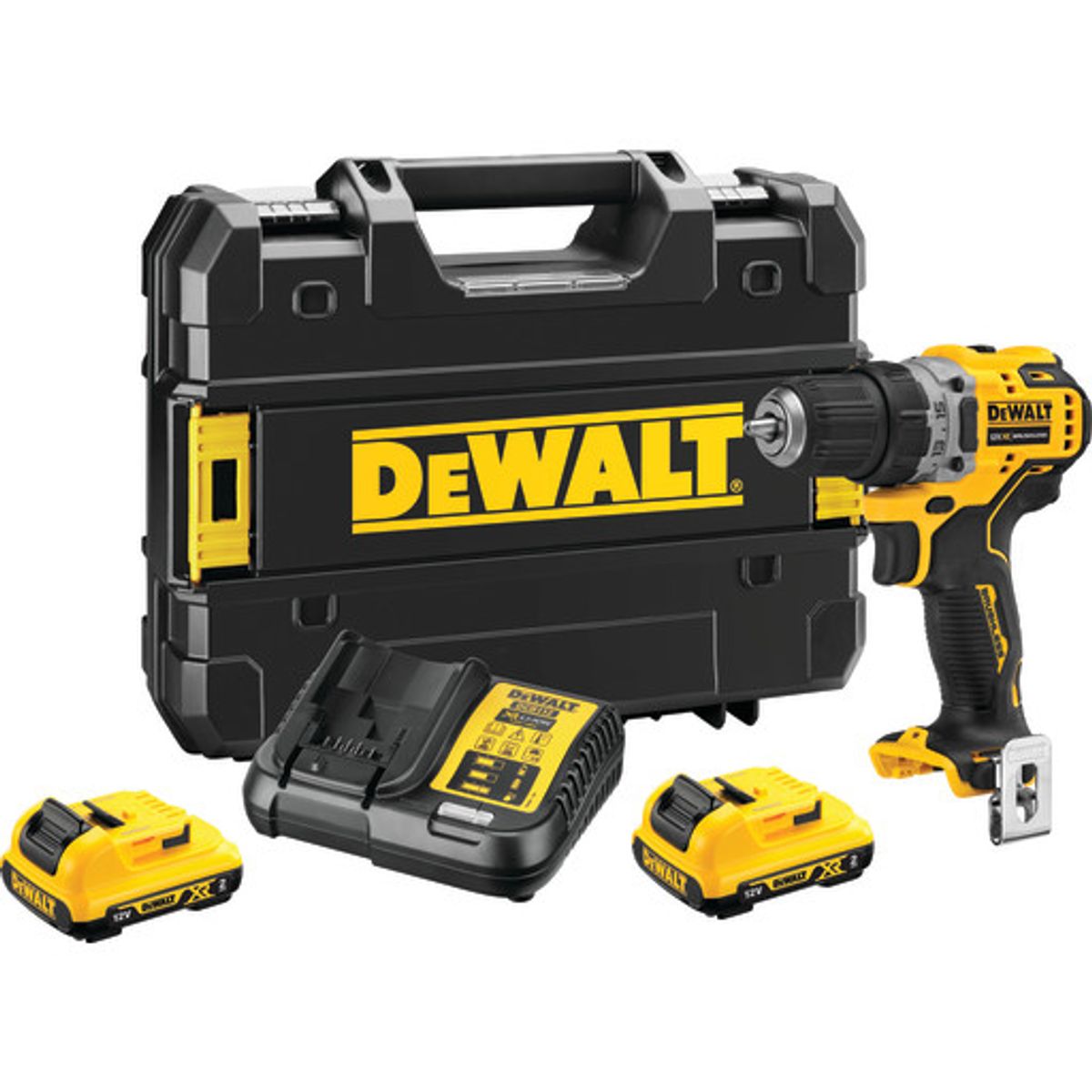 Dewalt 12V XR boremaskine m. 2 x 12V 2,0Ah batteri