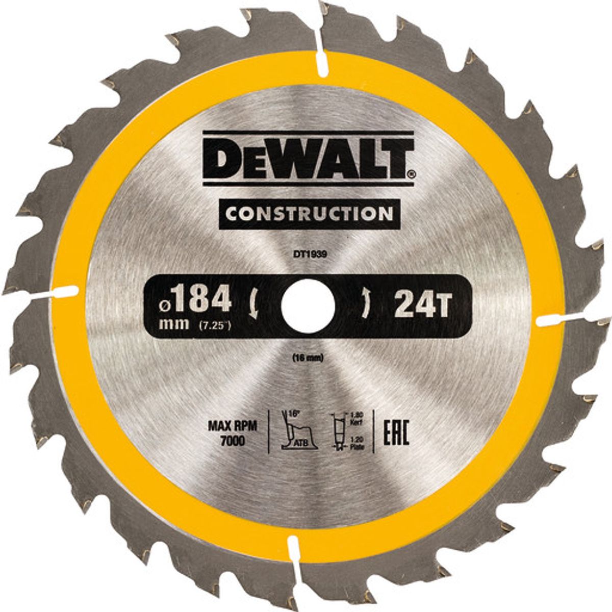 Dewalt DT1939-QZ constructionklinge, Ø184, 24 tænder