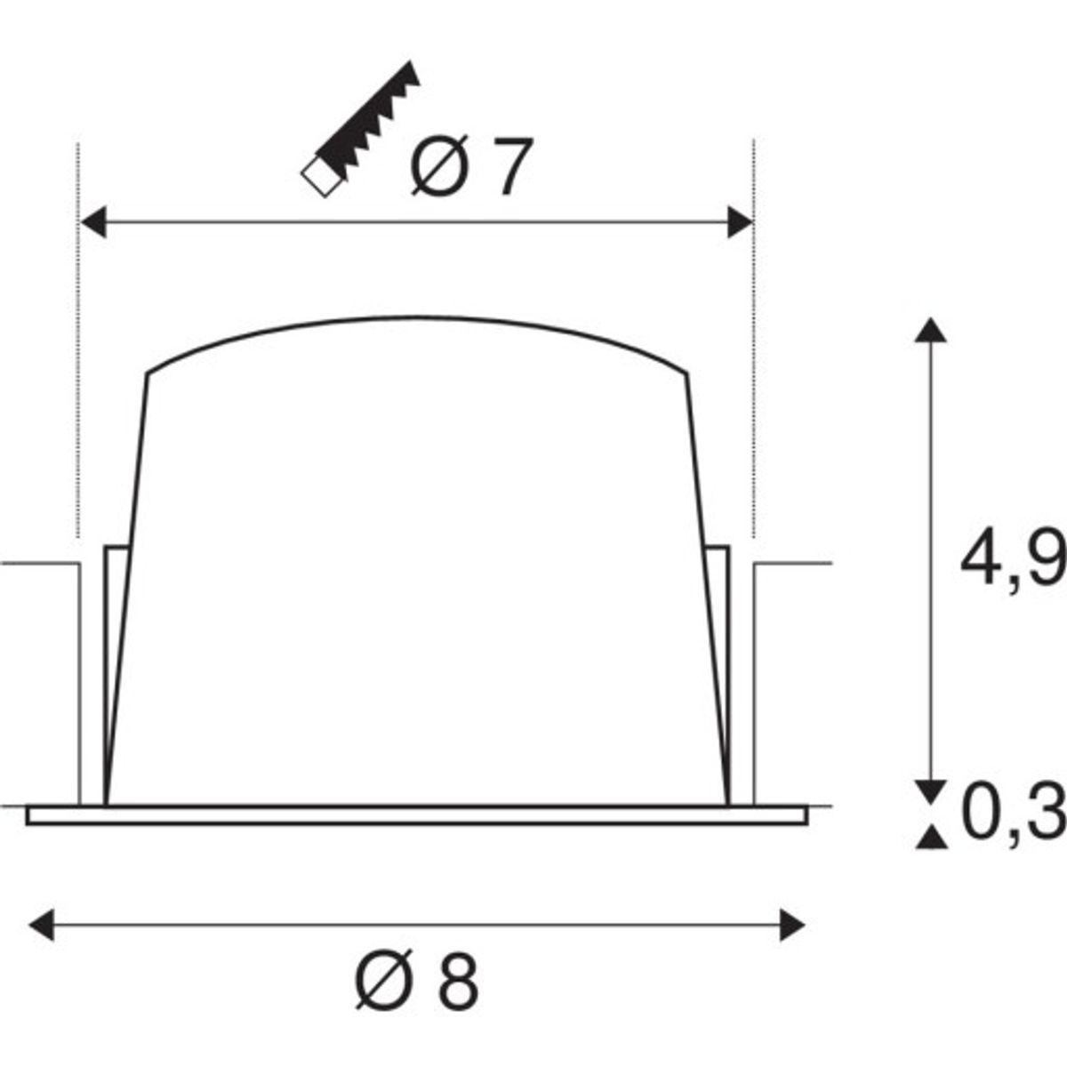 NUMINOS S, indbygningsspot, 8W, 2700K, 55°, hvid/hvid