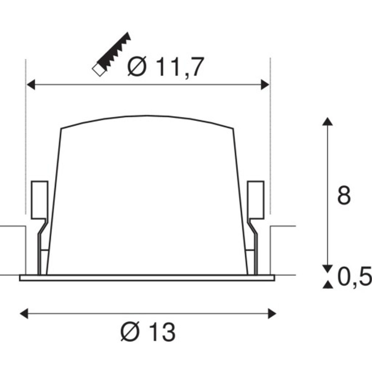 NUMINOS L, indbygningsspot, 25W, 3000K, 55°, sort/sort