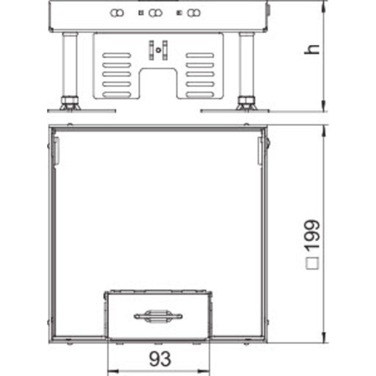 Kvadr. Gulvboks Med ledningsudgang 200x200mm, RKSN2 4 MS 25