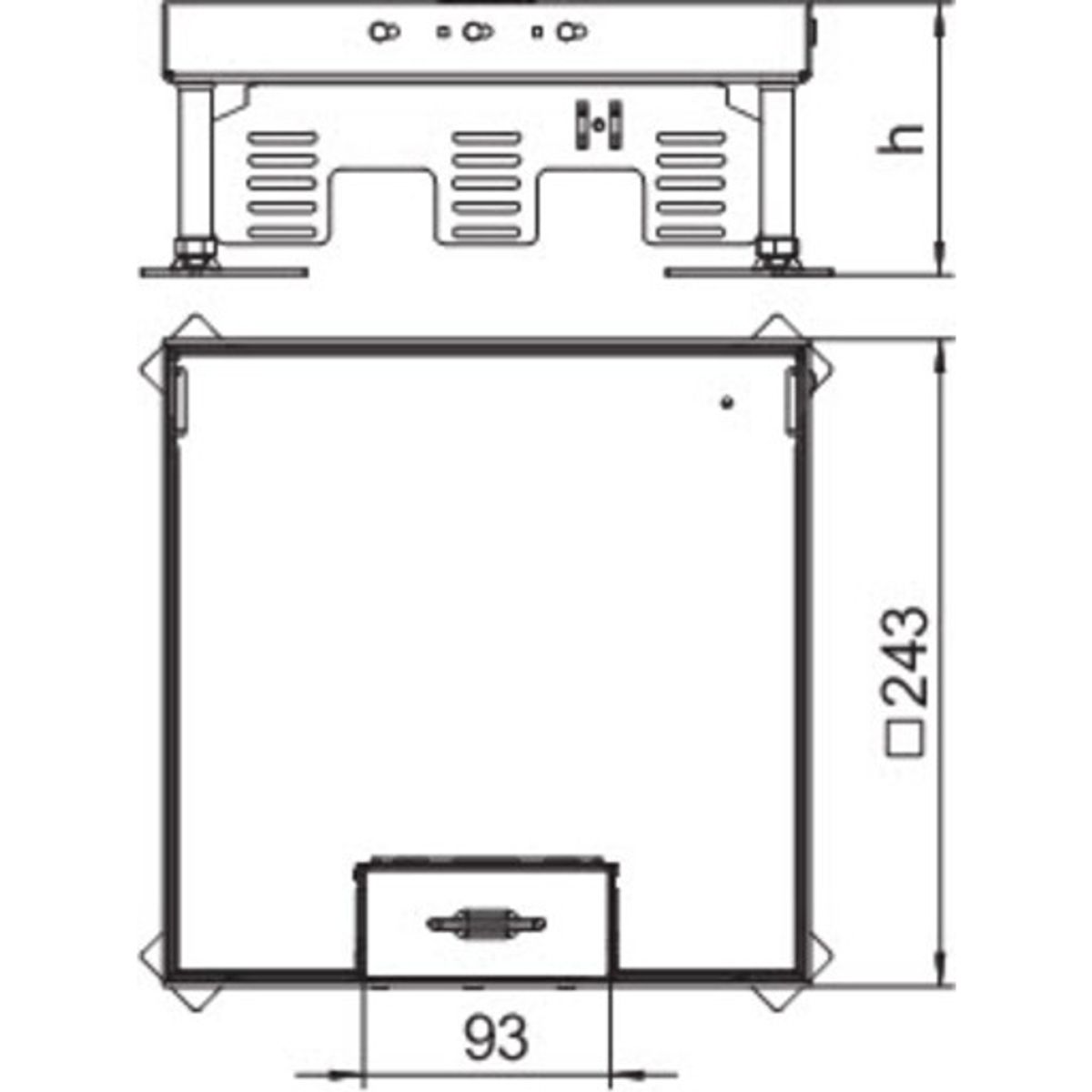 Kvadr. Gulvboks Med ledningsudgang 242x243mm, RKSN2 9 VS 25