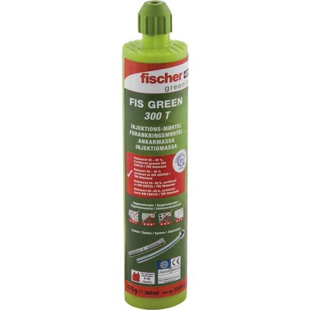 Fischer injektionsmasse Green 300T til forankring, 300 ml