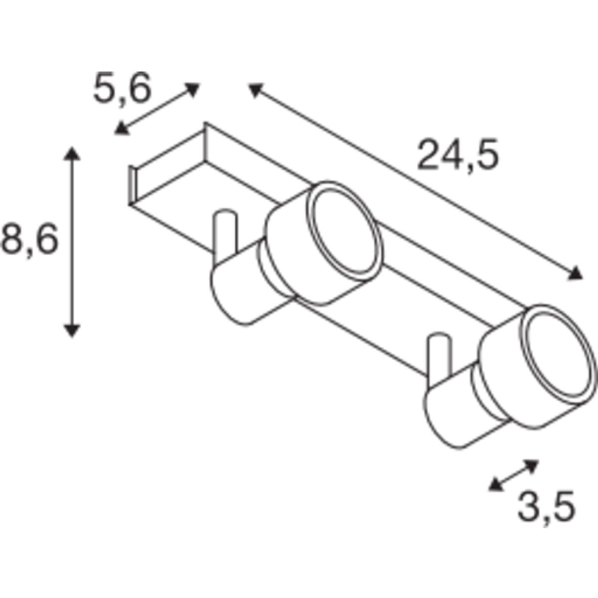 PURI loftlampe,2 spot, GU10, med dekoring, sort